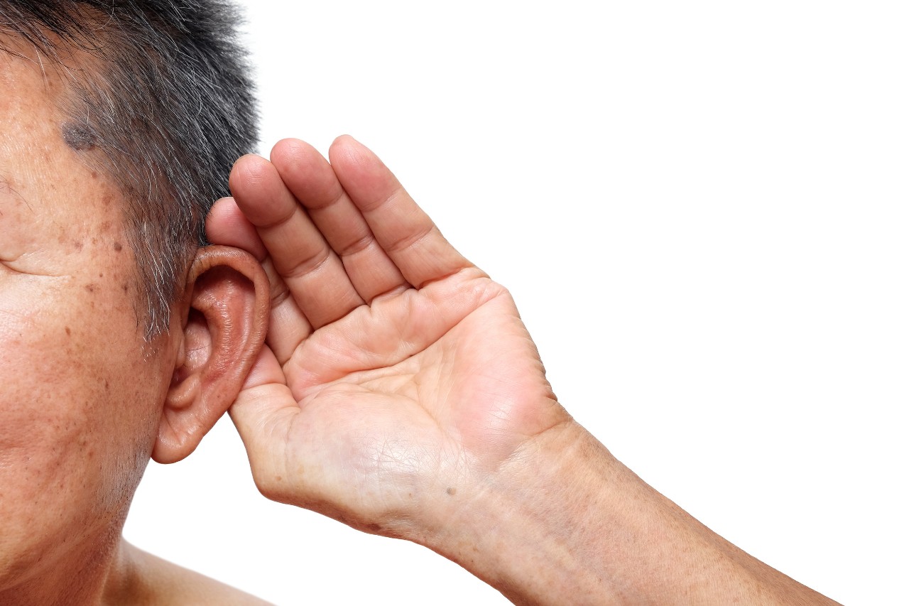 Old man paying attention to listening sound, Age-related hearing loss problem in elderly. Old man paying attention to listening sound, Age-related hearing loss problem in elderly.