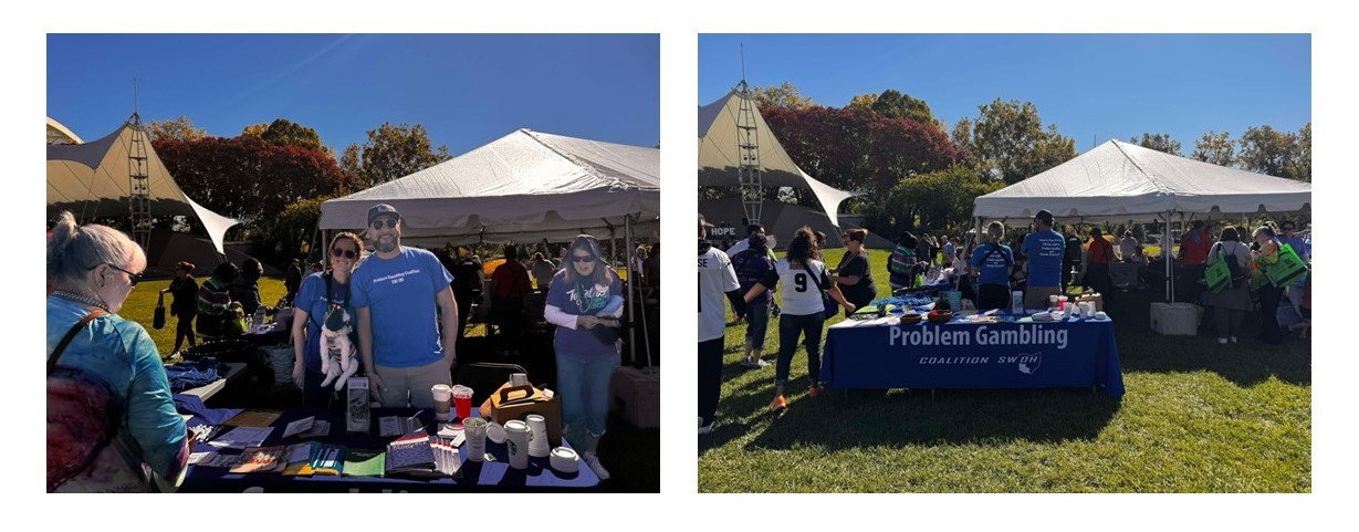 coalition members at sawyer park and voice of america operating booths for the problem gambling coalition