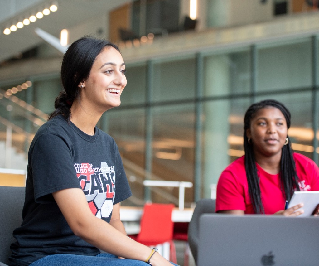 CAHS students in the atrium