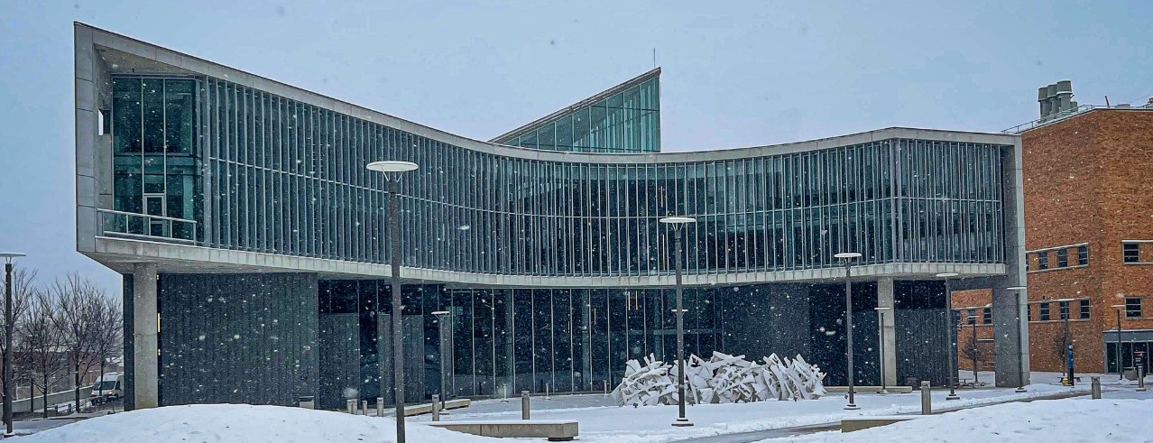 Winter image of the Health Sciences Building 